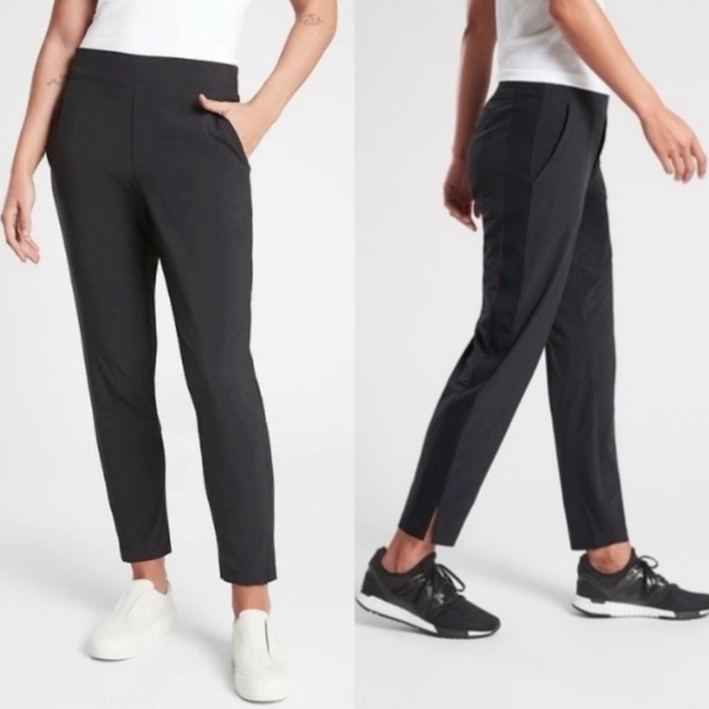 Athleta Brooklyn Ankle Pant black size 4 workout leggings joggers butt pockets